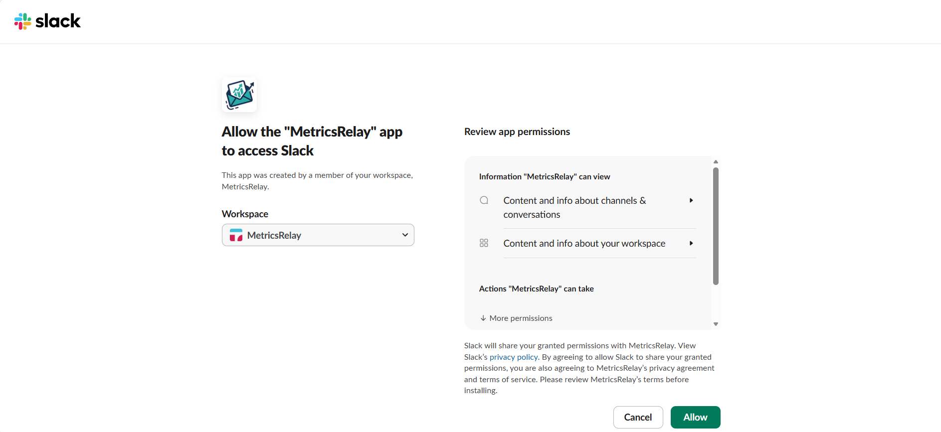Connect Slack Button